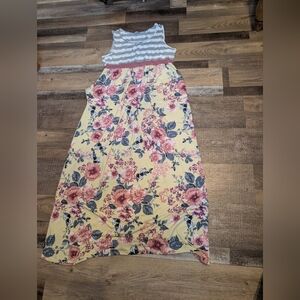 Floral Yellow and Pink Maxi Dress